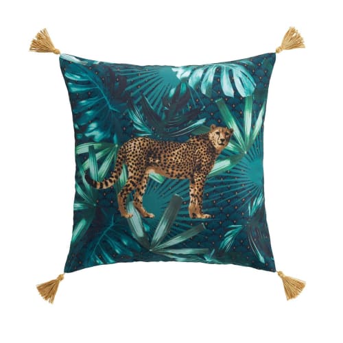 Coussin jungle avec guépard polyester multicolors 40 x 40 | Maisons du Monde