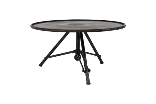 Meubles Tables basses | Table basse métal ronde industrielle gris - FA04029