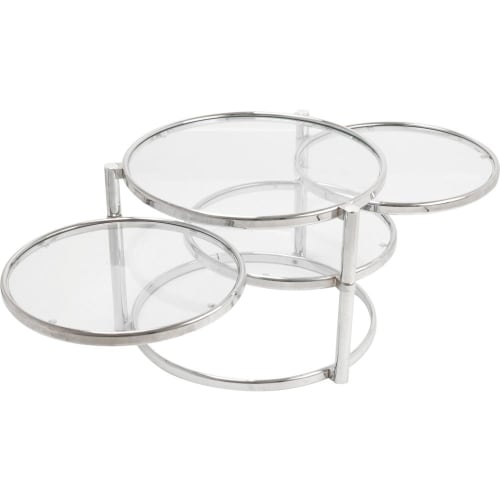 Meubles Tables basses | Table basse 4 plateaux modulables en verre et acier H43cm - DT17147