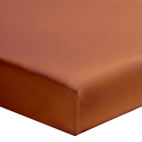 Drap Housse Uni En Coton Terracotta 160x0 Les Unis Maisons Du Monde