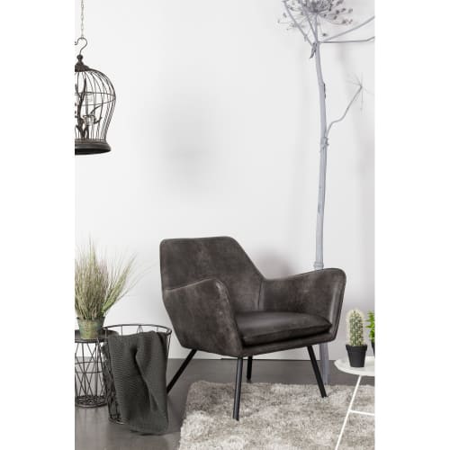 Canapés et fauteuils Fauteuils | Fauteuil lounge vintage gris anthracite - JZ78444