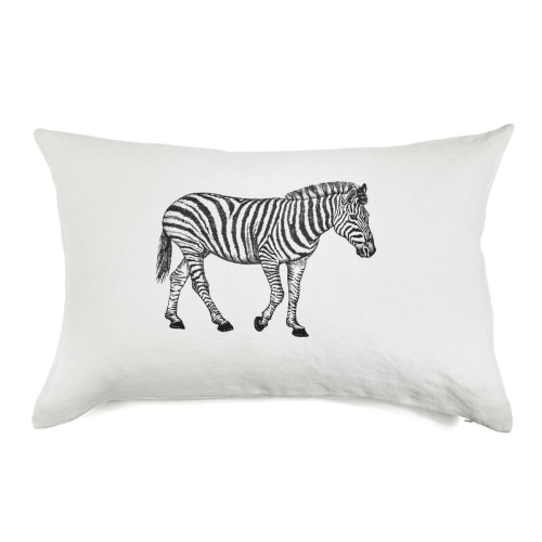 Coussin En Lin Pur Lave Zebre 40x60 Afrique Animal Maisons Du Monde