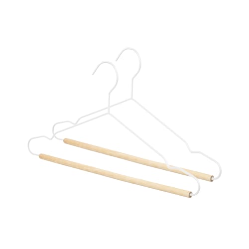 Lot De 2 Cintres A Vetements En Metal Blanc Et Bois Maisons Du Monde