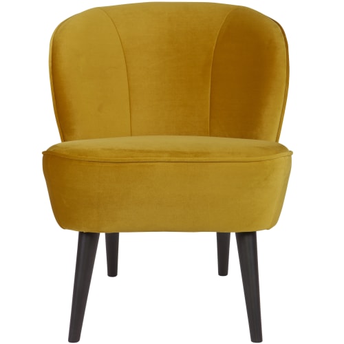 Canapés et fauteuils Fauteuils | Fauteuil salon en velours, chaise jaune ocre - NZ03751