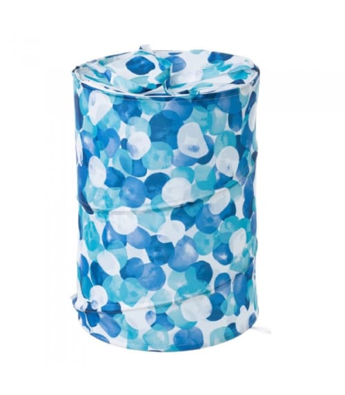 Déco Rangements salle de bain | Panier à linge en polyester bleu et blanc - CB49021