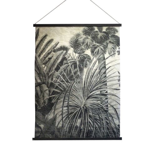 PALMA - Déco murale imprimé palmier 122x94cm - Noir / Blanc