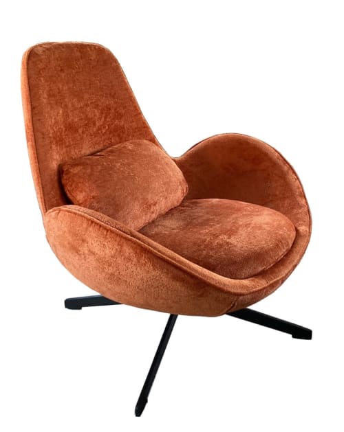 Canapés et fauteuils Fauteuils | Fauteuil rotatif en velours orange - CG63388