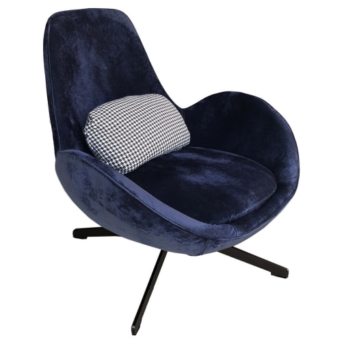 Canapés et fauteuils Fauteuils | Fauteuil rotatif en velours bleu nuit - TL15448