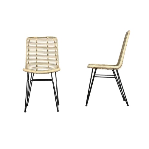 Meubles Chaises | 2 chaises en rotin et pieds métal - WI11880