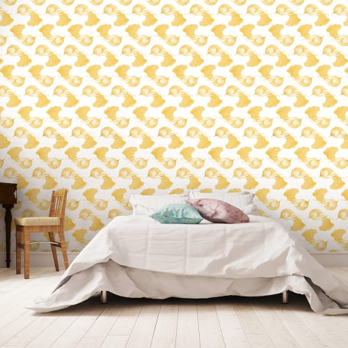 Déco Papiers peints | Papier peint jaune moutarde imprimé animal - RL13291