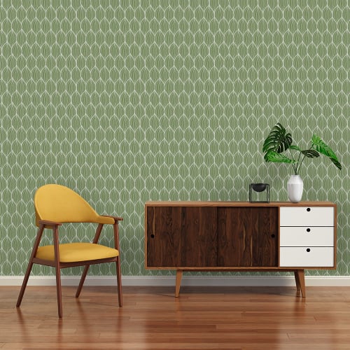 Amandes Papier Peint Vert Olive Imprime Graphique Maisons Du Monde