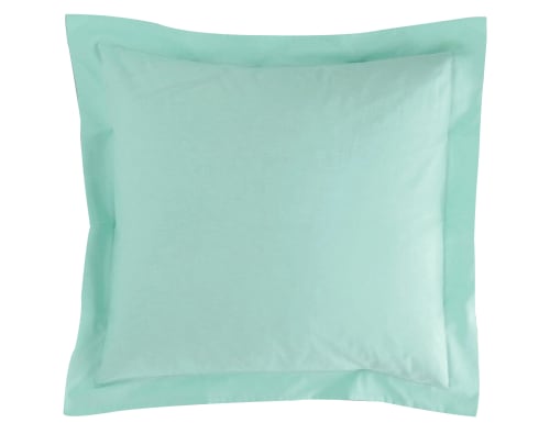 Taie d'oreiller 63x63 en percale de coton vert eucalyptus PERCALE