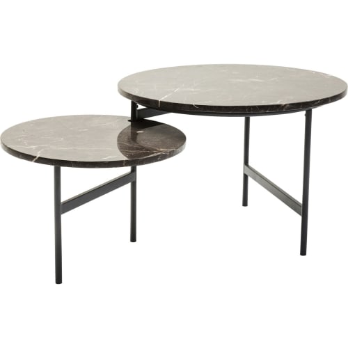 Meubles Tables basses | Table basse en marbre marron et acier noir - PH82096