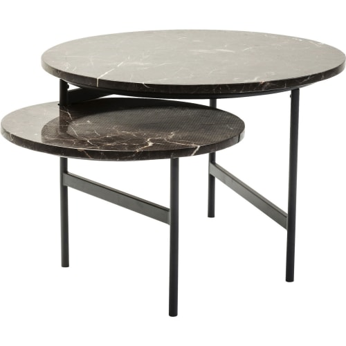 Meubles Tables basses | Table basse en marbre marron et acier noir - PH82096