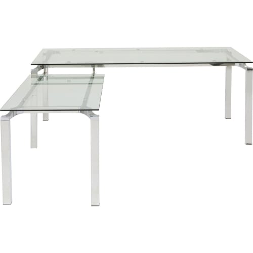 Meubles Bureaux et meubles secrétaires | Bureau d'angle en verre et acier chromé - EB68092