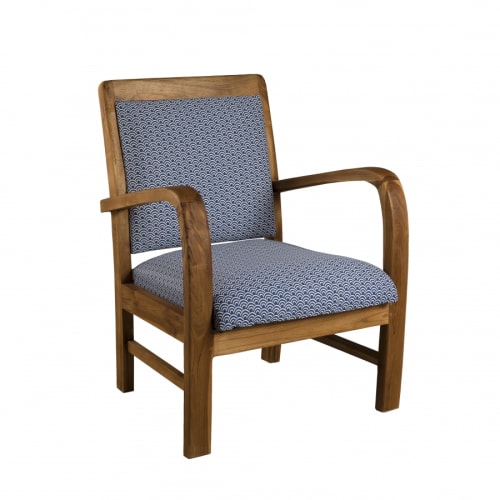 Canapés et fauteuils Fauteuils | Fauteuil en teck tissu bleu - HG08430