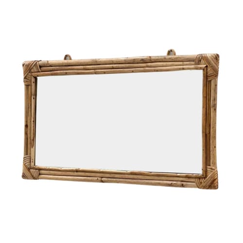 Déco Miroirs | Miroir rectangulaire en rotin  bois clair 36x67 - YI58847