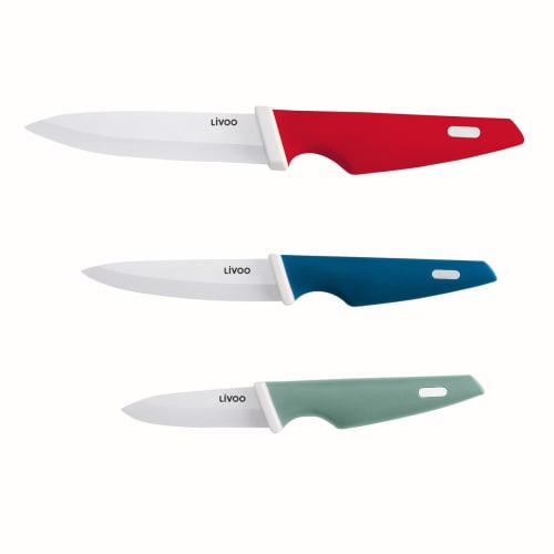 livoo bloc 3 couteaux ceramique en ceramique multicolore mec106 maisons du monde