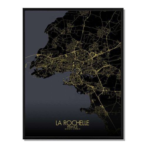 LA ROCHELLE - Carte City Map Nuit 40x50