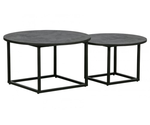 Meubles Tables basses | Set de 2 tables basse rondes en bois et métal - LF69125