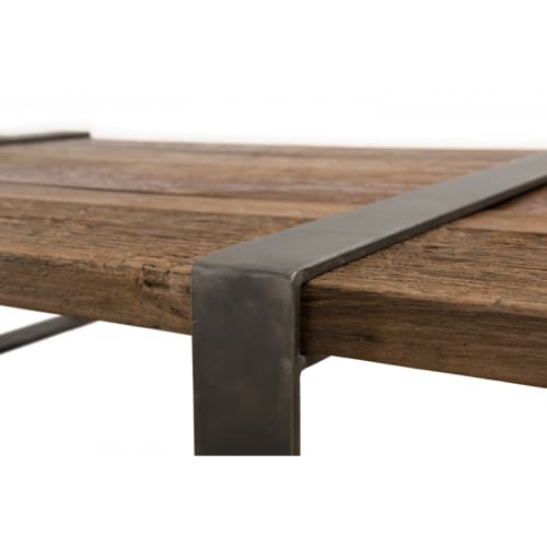 Meubles Tables basses | Table basse multi-planches en bois massif cercl‚e m‚tal L161 - CU72399