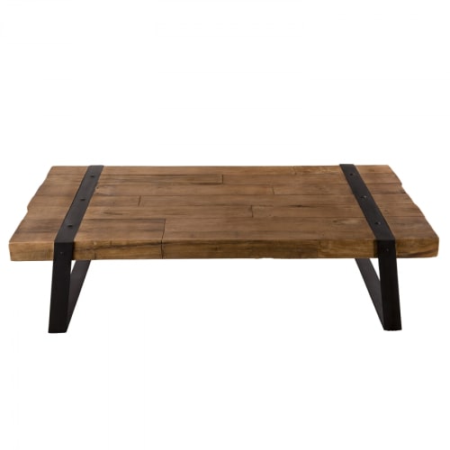 Meubles Tables basses | Table basse rectangulaire plateau teck recycl‚ pieds m‚tal noir L140 - YT29900