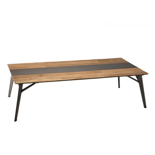 Meubles Tables basses | Table basse rectangulaire en teck recycl‚ m‚tal noir L140 - JE14638