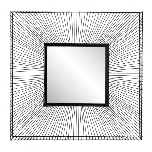 Déco Miroirs | Miroir carré métal noir 90x90 - RQ30482