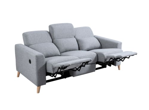 Canape De Relaxation Scandinave Electrique 3 Places En Tissu Gris Bertie Maisons Du Monde