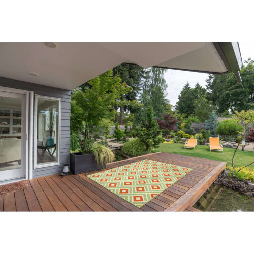 Jardin Tapis extérieur | Tapis géométrique design en polypropylène vert 160x230 - LD91038