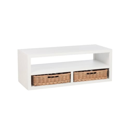 Meubles Tables basses | Table basse avec rangements en bois blanc - NI17467