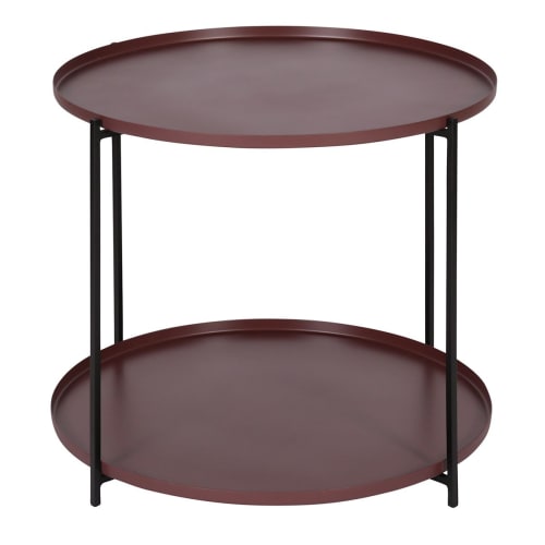 Meubles Tables basses | Table basse métal prune ronde Ø56,5 cm deux plateaux - FV74597