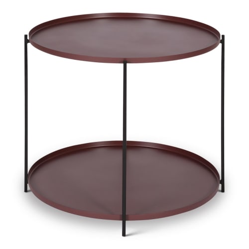 Meubles Tables basses | Table basse métal prune ronde Ø56,5 cm deux plateaux - FV74597