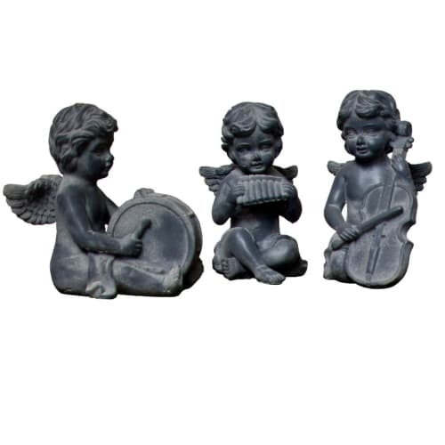 Déco Statuettes et figurines | 3 statuts d'anges en ciment - TT20928