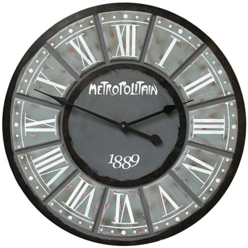 Déco Horloges murales et horloges à poser | Horloge industrielle en bois D61 - BH44969