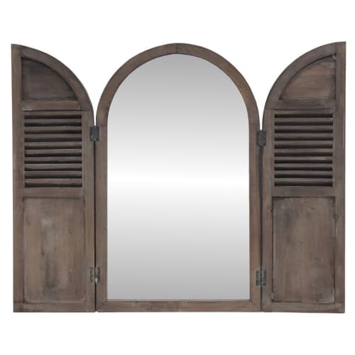 Déco Miroirs | Miroir fenêtre à volet en bois H89 - JY00591