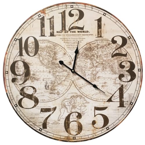 Déco Horloges murales et horloges à poser | Horloge hémisphère en bois mdf D58 - BM87288