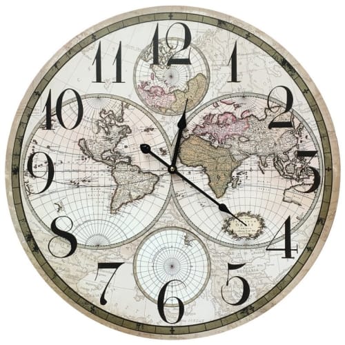 Déco Horloges murales et horloges à poser | Horloge hémisphère en bois mdf D58 - YU10643