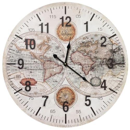 Déco Horloges murales et horloges à poser | Horloge hémisphère en bois mdf D58 - RX66483
