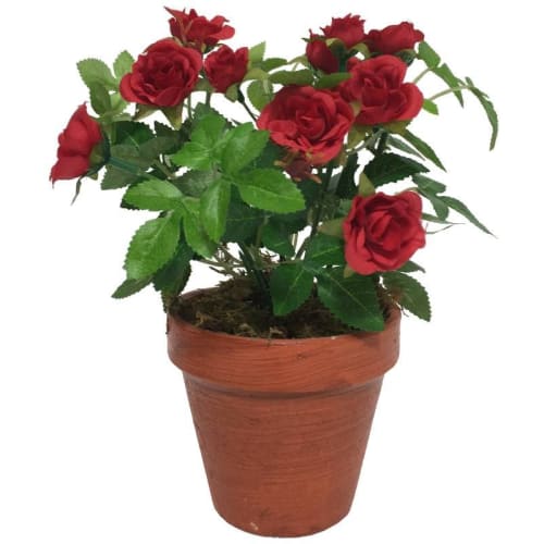 Jardin Plantes d'intérieur et fleurs d'intérieur | Grand Rosier en Fleur Artificiel Rouge 23 cm - XY56158
