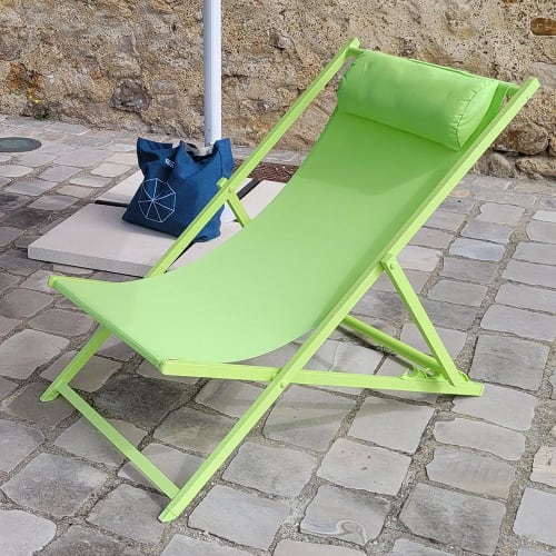 Jardin Bains de soleil et chaises longues | Chilienne en aluminium et textilène vert anis - AL75286