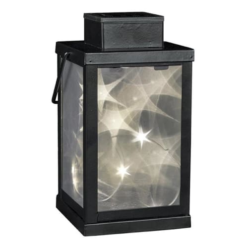 Jardin Luminaire et éclairage extérieur | Lanterne magique 3D solaire Verre Noir H24cm - YG91629