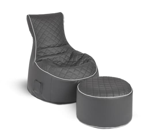 Canapés et fauteuils Poufs | Pouf  noir avec piqure sellerie et passepoil blanc 95x65x90 - ZY73870