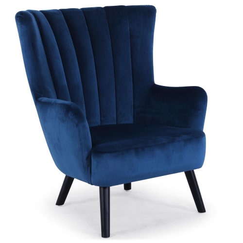 Canapés et fauteuils Fauteuils | Fauteuil scandinave en velours bleu - MU19960