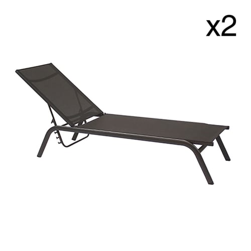 Jardin Bains de soleil et chaises longues | Lot de 2 chaises longues pliables noires - PD17509