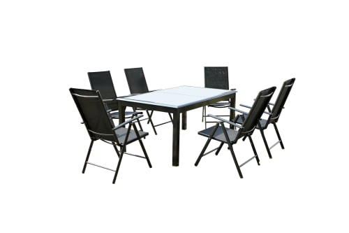 Jardin Ensemble table et chaises de jardin | Table de jardin et 6 chaises en aluminium gris - TE08722