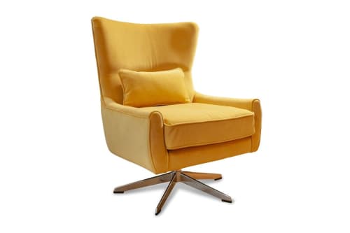Canapés et fauteuils Fauteuils | Fauteuil rotatif en velours jaune - HD70072