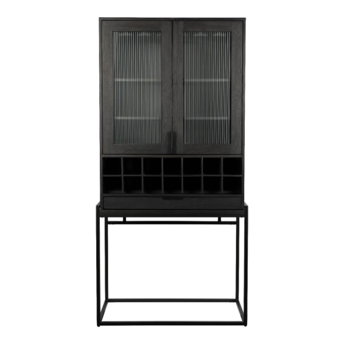 Mueble bar 1 cajón 1 puerta de color latón y negro Gotham
