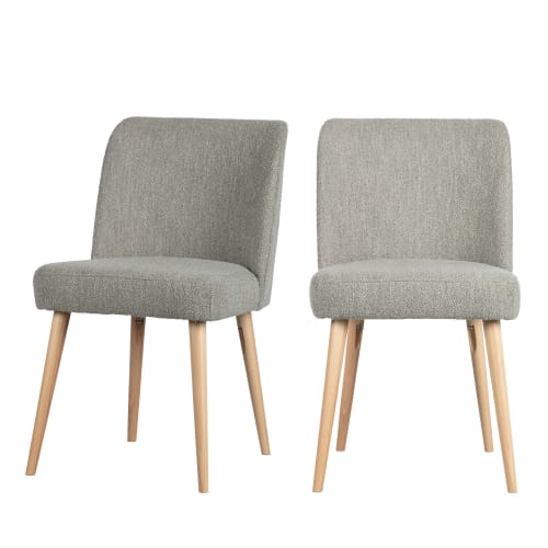Meubles Chaises | Lot de 2 chaises en tissu bouclé gris clair - PR92130