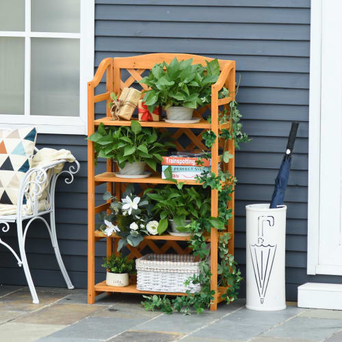 etagere a fleurs pliable avec 4 etageres reglables en sapin maisons du monde